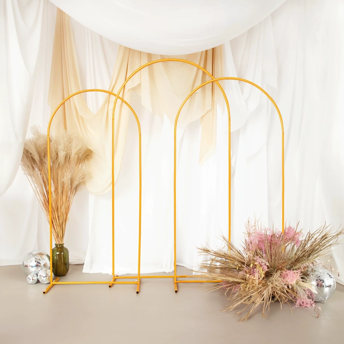 Suport arcuit pentru baloane, auriu – set 100x200 cm | Suport decorativ pentru baloane, pentru petreceri și nunți